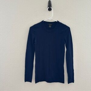 Scoop NYC Cashmere Sweater Womens Small Navy Blue Long Sleeve Crewneck